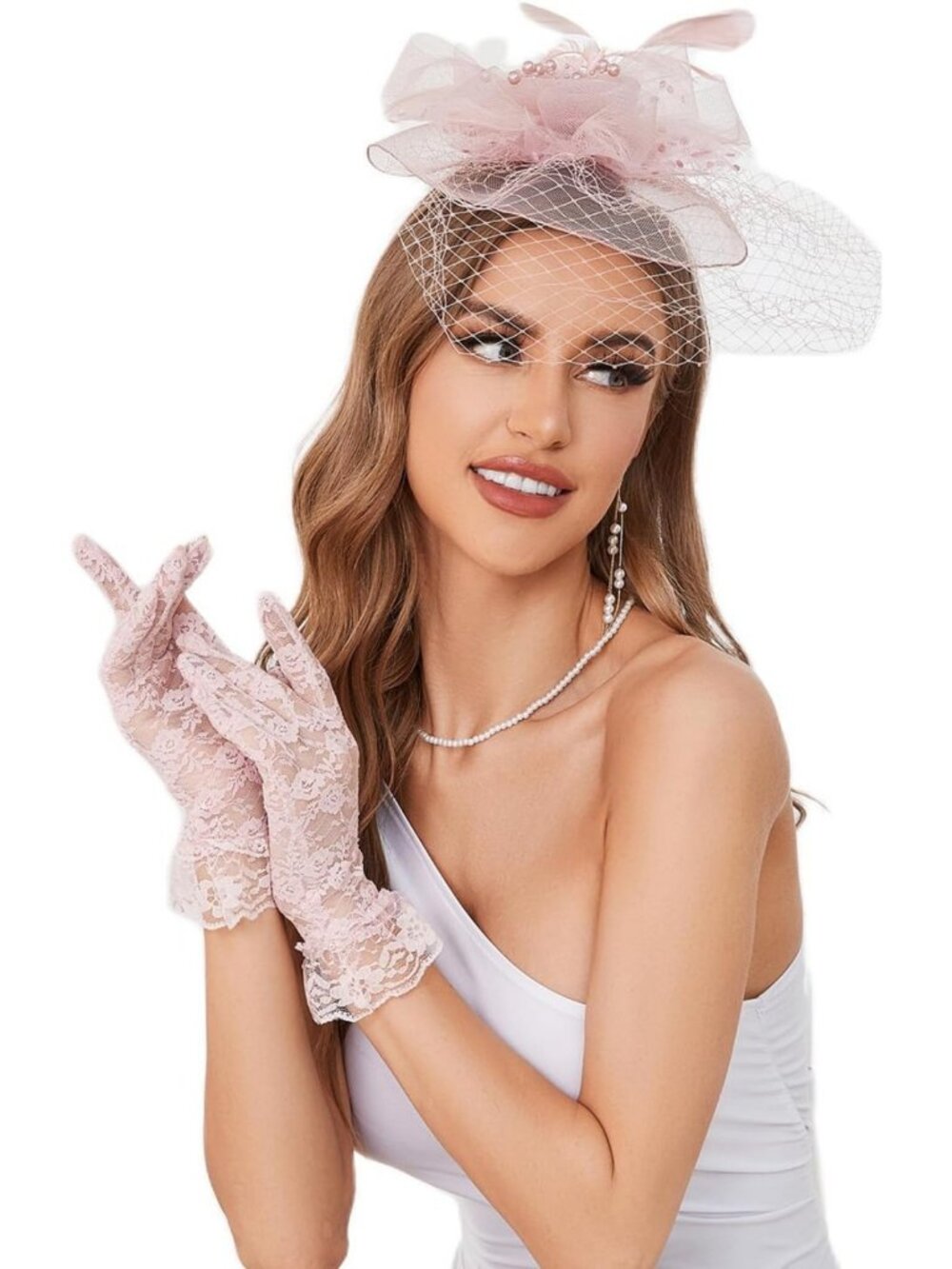 Elegant Feather Fascinator Hat with Veil for Tea Party, Bridal, or Wedding